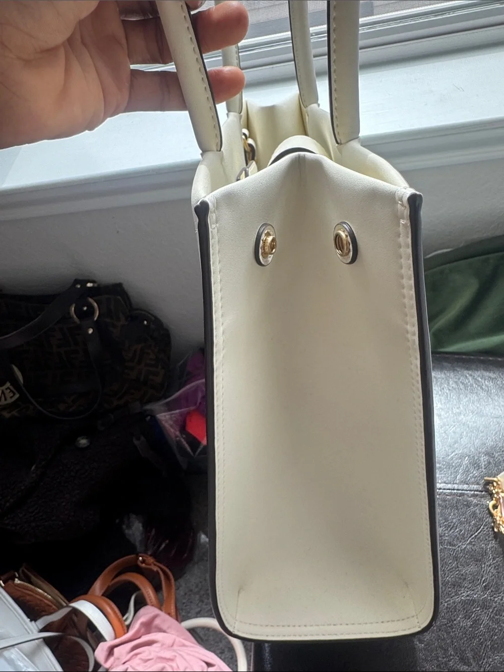 Tory Burch small Ella bio Cream Leather Logo Tote